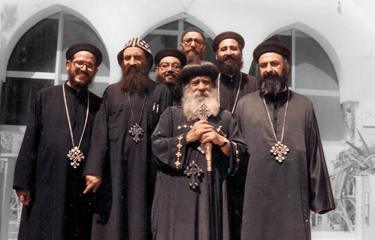 Orthodox monks wearing crosses