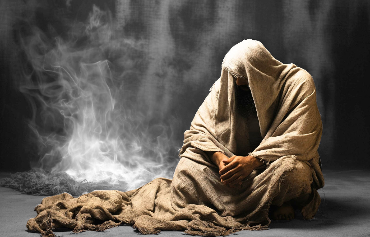Biblical man wearing a sackcloth